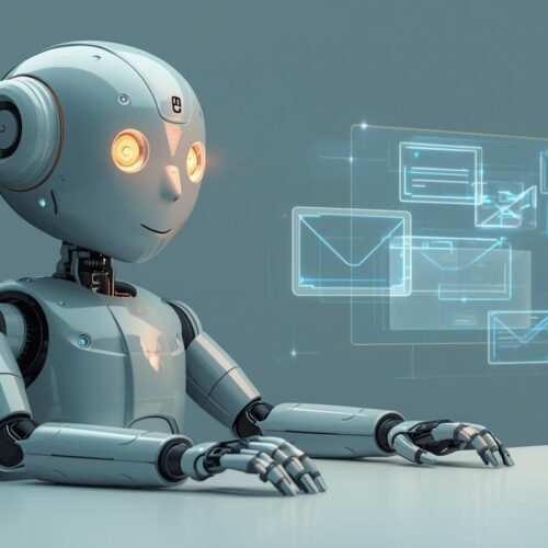 Symbolbild: Roboter liest E-Mails.