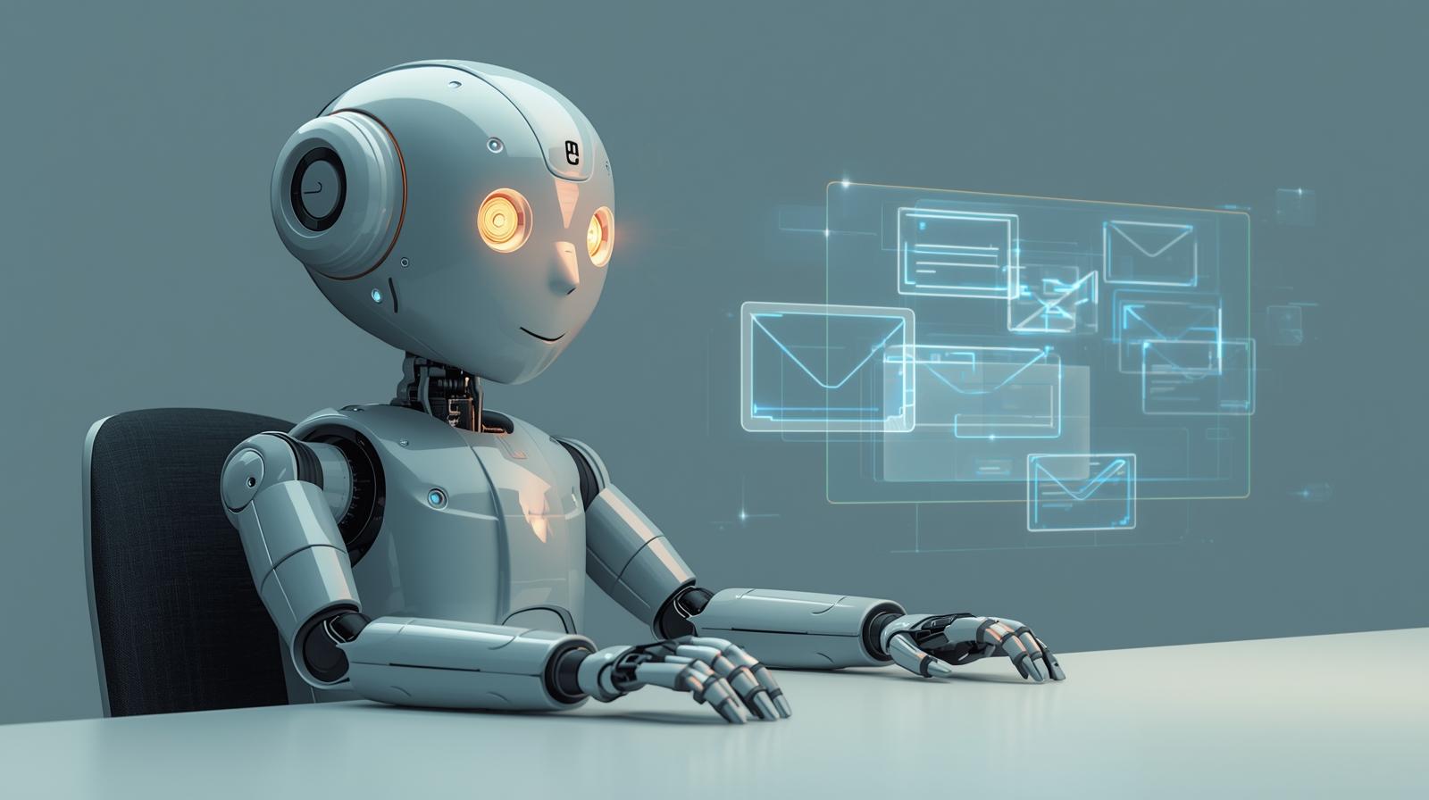 Symbolbild: Roboter liest E-Mails.