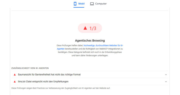 PageSpeed Insights prüft jetzt auf Best Practices zur Verbesserung der Zugänglichkeit von KI-Agenten